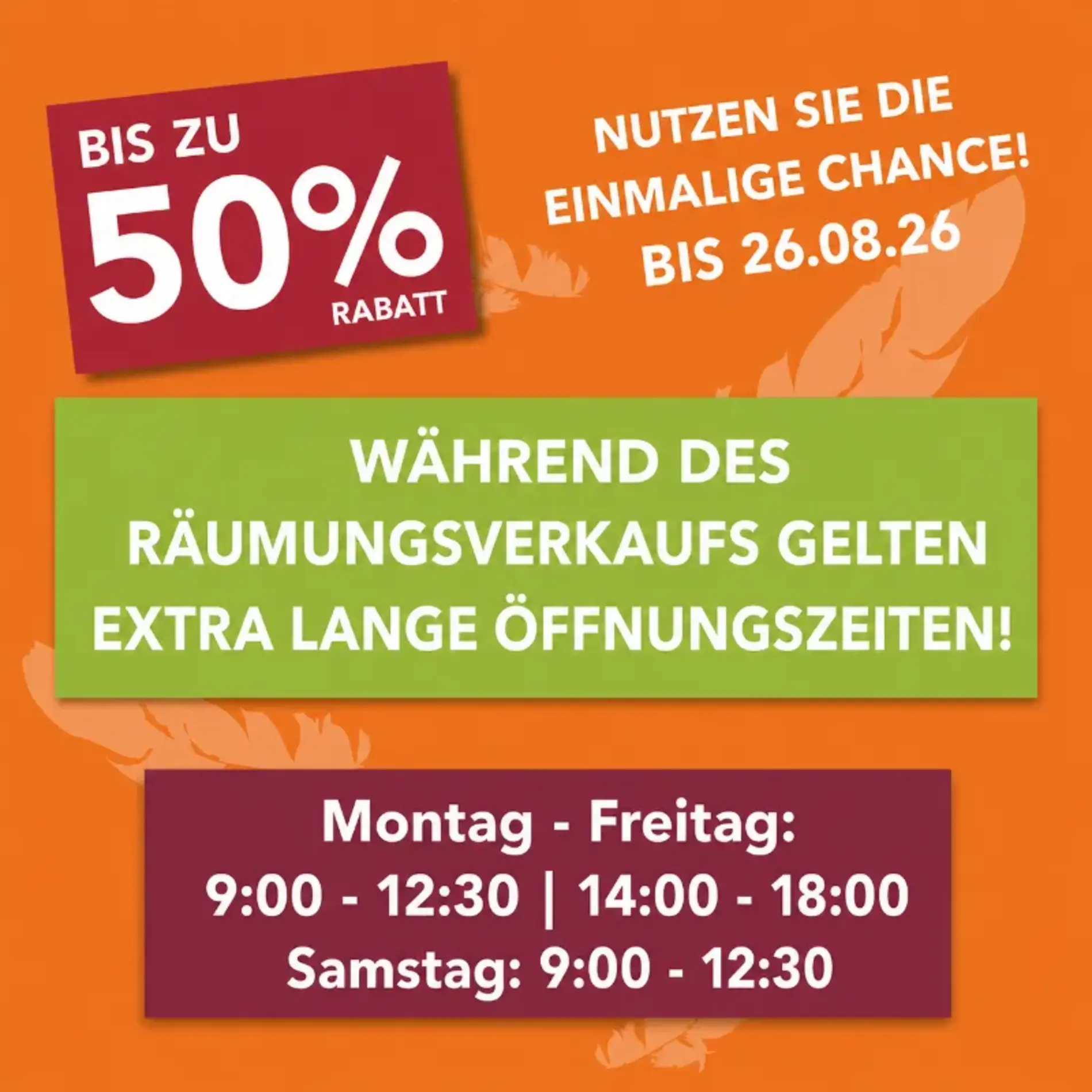 Räumungsverkauf wg. Abschluss der Renovierung und Umzug