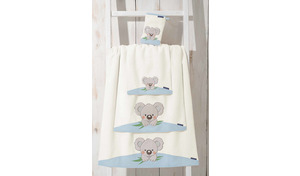 Kinderfrottier, reine Baumwolle, Koala, blau